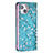Leather Case Stands Flip Flowers Cover Holder for Apple iPhone 13 Cyan