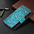 Leather Case Stands Flip Flowers Cover Holder for Apple iPhone 13 Pro Max Cyan