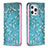 Leather Case Stands Flip Flowers Cover Holder for Apple iPhone 13 Pro Sky Blue