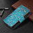 Leather Case Stands Flip Flowers Cover Holder for Apple iPhone 14 Pro Cyan