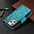 Leather Case Stands Flip Flowers Cover Holder for Apple iPhone 14 Pro Cyan