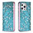 Leather Case Stands Flip Flowers Cover Holder for Apple iPhone 14 Pro Sky Blue