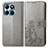 Leather Case Stands Flip Flowers Cover Holder for Huawei Honor X6a Gray