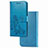 Leather Case Stands Flip Flowers Cover Holder for Huawei Mate 40 Blue