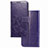 Leather Case Stands Flip Flowers Cover Holder for Huawei Mate 40 Purple