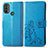 Leather Case Stands Flip Flowers Cover Holder for Motorola Moto E30 Blue