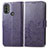 Leather Case Stands Flip Flowers Cover Holder for Motorola Moto E30 Purple