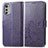 Leather Case Stands Flip Flowers Cover Holder for Motorola Moto E32 Purple