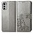 Leather Case Stands Flip Flowers Cover Holder for Motorola Moto E32s Gray