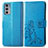 Leather Case Stands Flip Flowers Cover Holder for Motorola Moto Edge 20 5G Blue