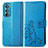 Leather Case Stands Flip Flowers Cover Holder for Motorola Moto Edge 30 5G Blue