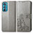 Leather Case Stands Flip Flowers Cover Holder for Motorola Moto Edge 30 5G Gray