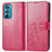 Leather Case Stands Flip Flowers Cover Holder for Motorola Moto Edge 30 5G Red