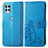 Leather Case Stands Flip Flowers Cover Holder for Motorola Moto Edge S 5G Blue