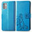 Leather Case Stands Flip Flowers Cover Holder for Motorola Moto G Stylus (2021) Blue