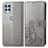 Leather Case Stands Flip Flowers Cover Holder for Motorola Moto G100 5G Gray