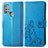 Leather Case Stands Flip Flowers Cover Holder for Motorola Moto G20 Blue
