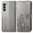 Leather Case Stands Flip Flowers Cover Holder for Motorola Moto G200 5G Gray