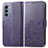 Leather Case Stands Flip Flowers Cover Holder for Motorola Moto G200 5G Purple