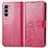 Leather Case Stands Flip Flowers Cover Holder for Motorola Moto G200 5G Red