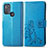 Leather Case Stands Flip Flowers Cover Holder for Motorola Moto G50 Blue