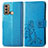 Leather Case Stands Flip Flowers Cover Holder for Motorola Moto G60 Blue