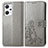 Leather Case Stands Flip Flowers Cover Holder for Oppo Reno7 A Gray