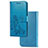 Leather Case Stands Flip Flowers Cover Holder for Samsung Galaxy A01 Core Blue