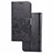Leather Case Stands Flip Flowers Cover Holder for Samsung Galaxy A81 Black