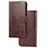 Leather Case Stands Flip Flowers Cover Holder for Samsung Galaxy A81 Brown