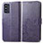 Leather Case Stands Flip Flowers Cover Holder for Samsung Galaxy F52 5G Purple