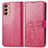 Leather Case Stands Flip Flowers Cover Holder for Samsung Galaxy M13 4G Red