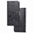 Leather Case Stands Flip Flowers Cover Holder for Samsung Galaxy M21 Black
