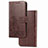 Leather Case Stands Flip Flowers Cover Holder for Samsung Galaxy M30s Brown