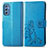 Leather Case Stands Flip Flowers Cover Holder for Samsung Galaxy M52 5G Blue