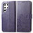 Leather Case Stands Flip Flowers Cover Holder for Samsung Galaxy S22 Ultra 5G Purple