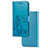 Leather Case Stands Flip Flowers Cover Holder for Sony Xperia 1 Blue