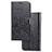 Leather Case Stands Flip Flowers Cover Holder for Sony Xperia L3 Black