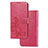 Leather Case Stands Flip Flowers Cover Holder for Sony Xperia L4 Red
