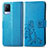 Leather Case Stands Flip Flowers Cover Holder for Vivo V21s 5G Blue