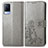 Leather Case Stands Flip Flowers Cover Holder for Vivo V21s 5G Gray