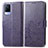 Leather Case Stands Flip Flowers Cover Holder for Vivo V21s 5G Purple
