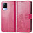 Leather Case Stands Flip Flowers Cover Holder for Vivo V21s 5G Red