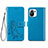 Leather Case Stands Flip Flowers Cover Holder for Xiaomi Mi 11 Lite 5G Blue