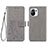 Leather Case Stands Flip Flowers Cover Holder for Xiaomi Mi 11 Lite 5G Gray