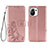 Leather Case Stands Flip Flowers Cover Holder for Xiaomi Mi 11 Lite 5G Pink