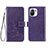 Leather Case Stands Flip Flowers Cover Holder for Xiaomi Mi 11 Lite 5G Purple