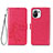 Leather Case Stands Flip Flowers Cover Holder for Xiaomi Mi 11 Lite 5G Red