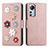 Leather Case Stands Flip Flowers Cover Holder L01 for Xiaomi Mi 12 5G Rose Gold