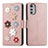 Leather Case Stands Flip Flowers Cover Holder S02D for Motorola Moto E32